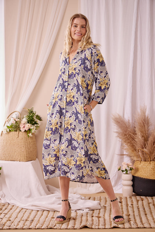 Anna - Leopard Lush: Relaxed Shirt dress with pockets