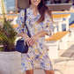 Kerry - Floral Gem: Classic midi shift dress with 3/4 sleeves
