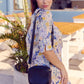 Kerry - Floral Gem: Classic midi shift dress with 3/4 sleeves