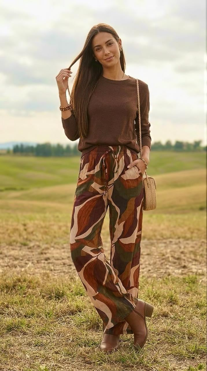 Caprice - Country Meadow: Wide Leg pants with Elasticated waistband