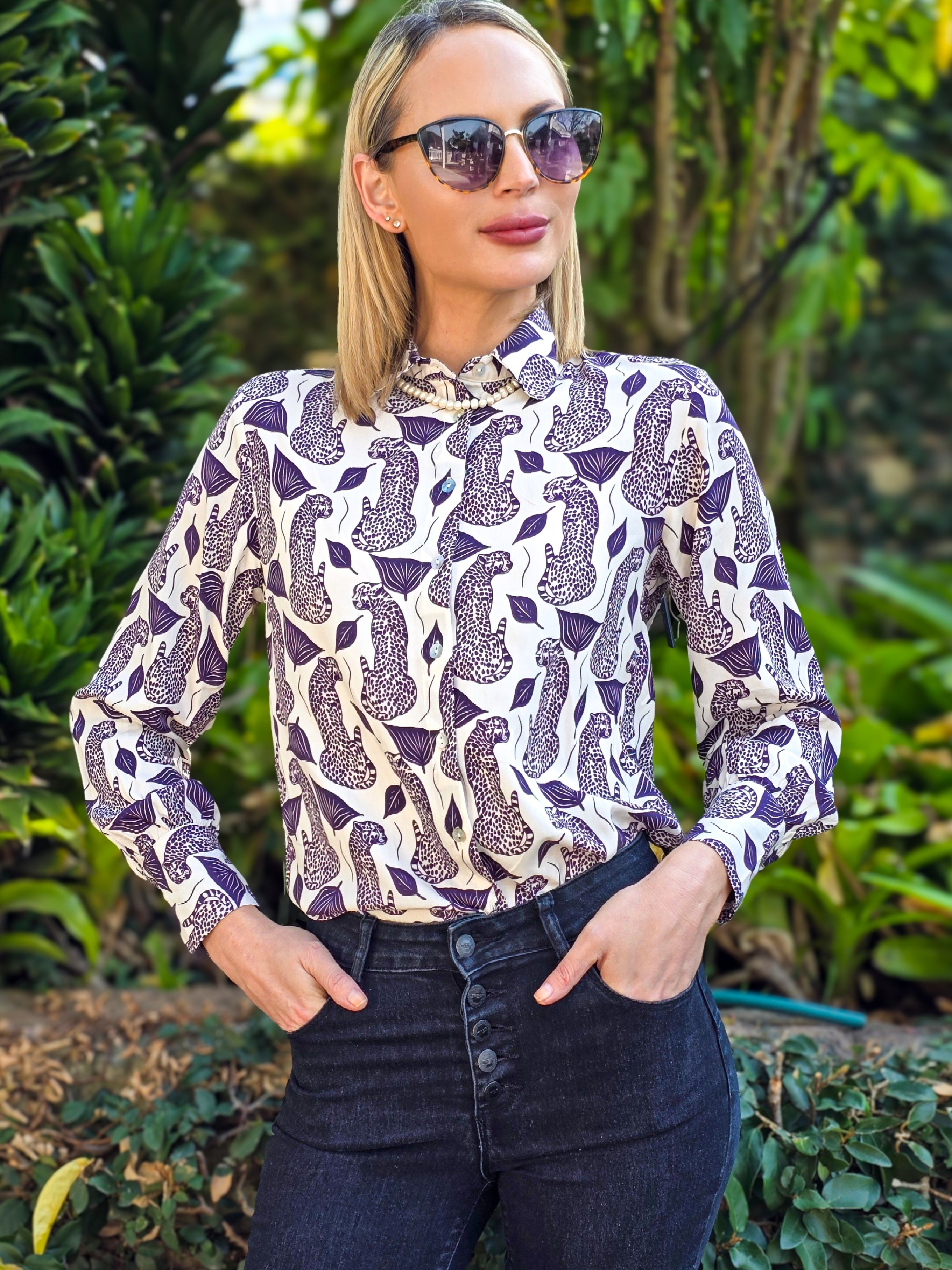 Ellie - Shadow Forest: Classic Collared Shirt with cuffs