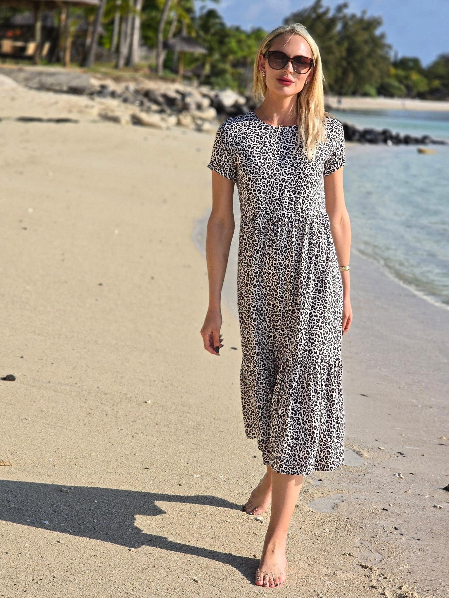 Florence - Dusk Leopard: Midi tiered dress