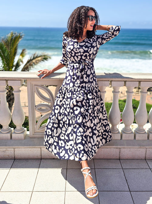 Call Of The Wild Tiered Dress - Savanna