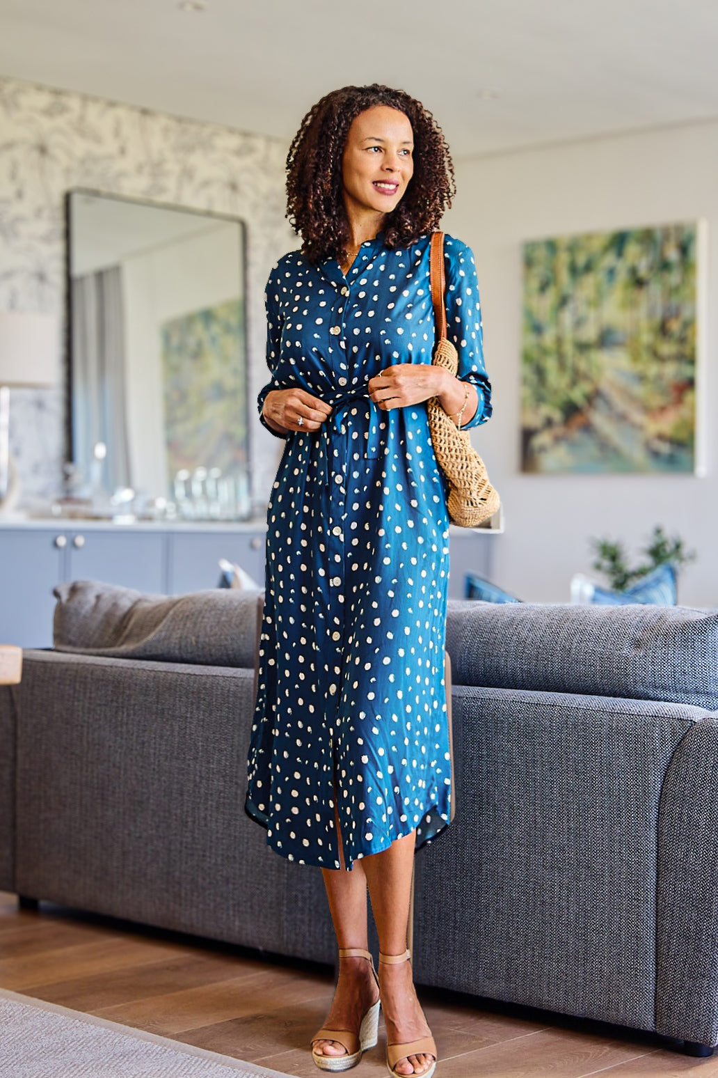 Beauty - Butterfly Blink: Classic Shirt dress with 3/4 sleeves