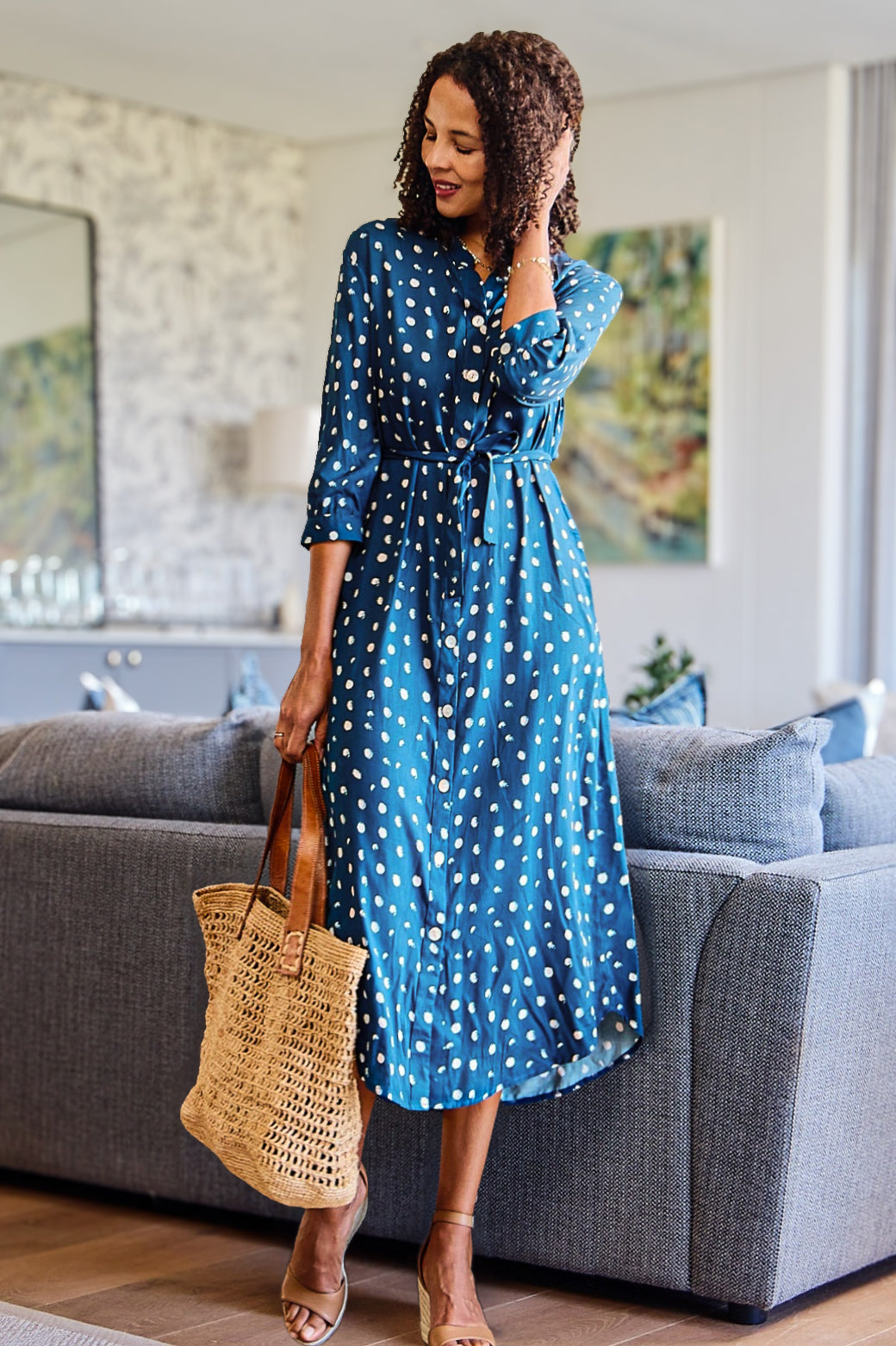 Beauty - Butterfly Blink: Classic Shirt dress with 3/4 sleeves