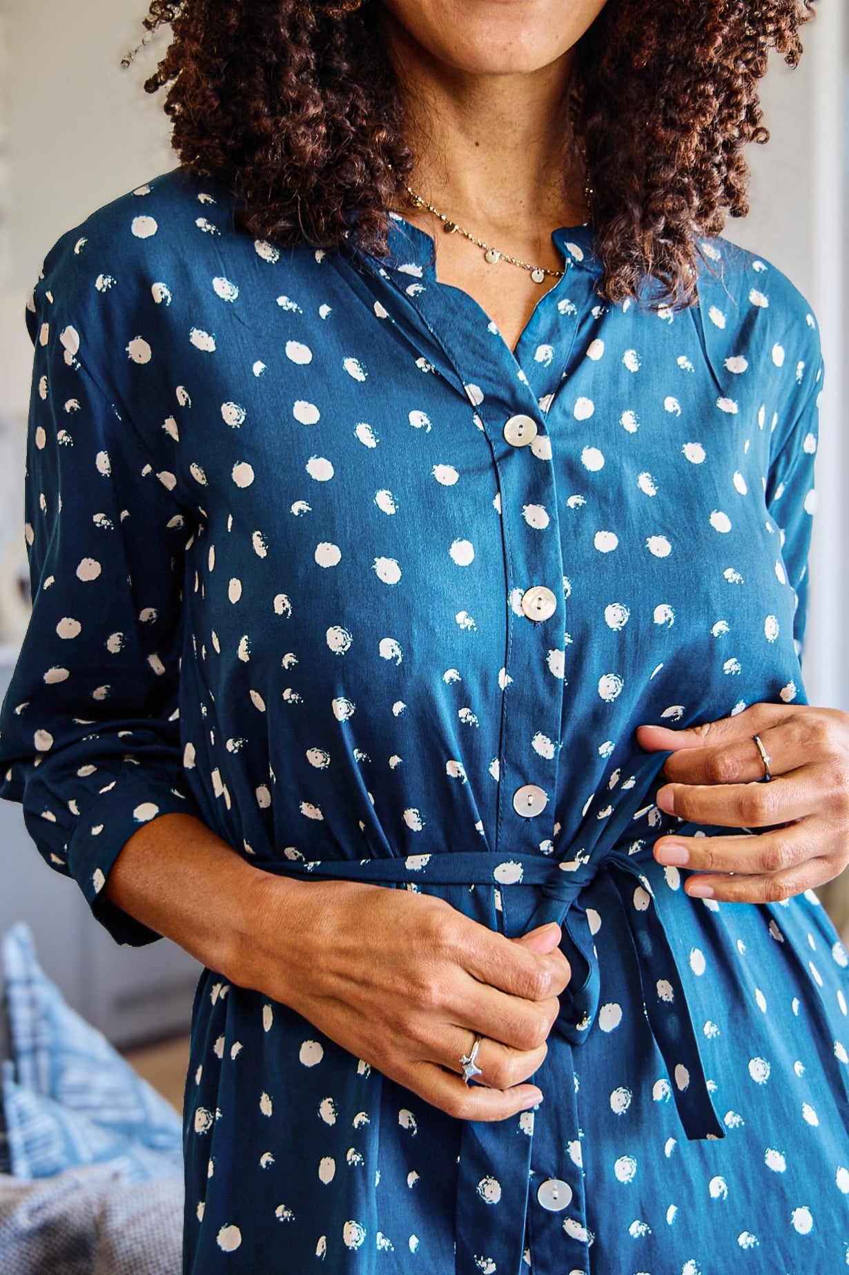 Beauty - Butterfly Blink: Classic Shirt dress with 3/4 sleeves