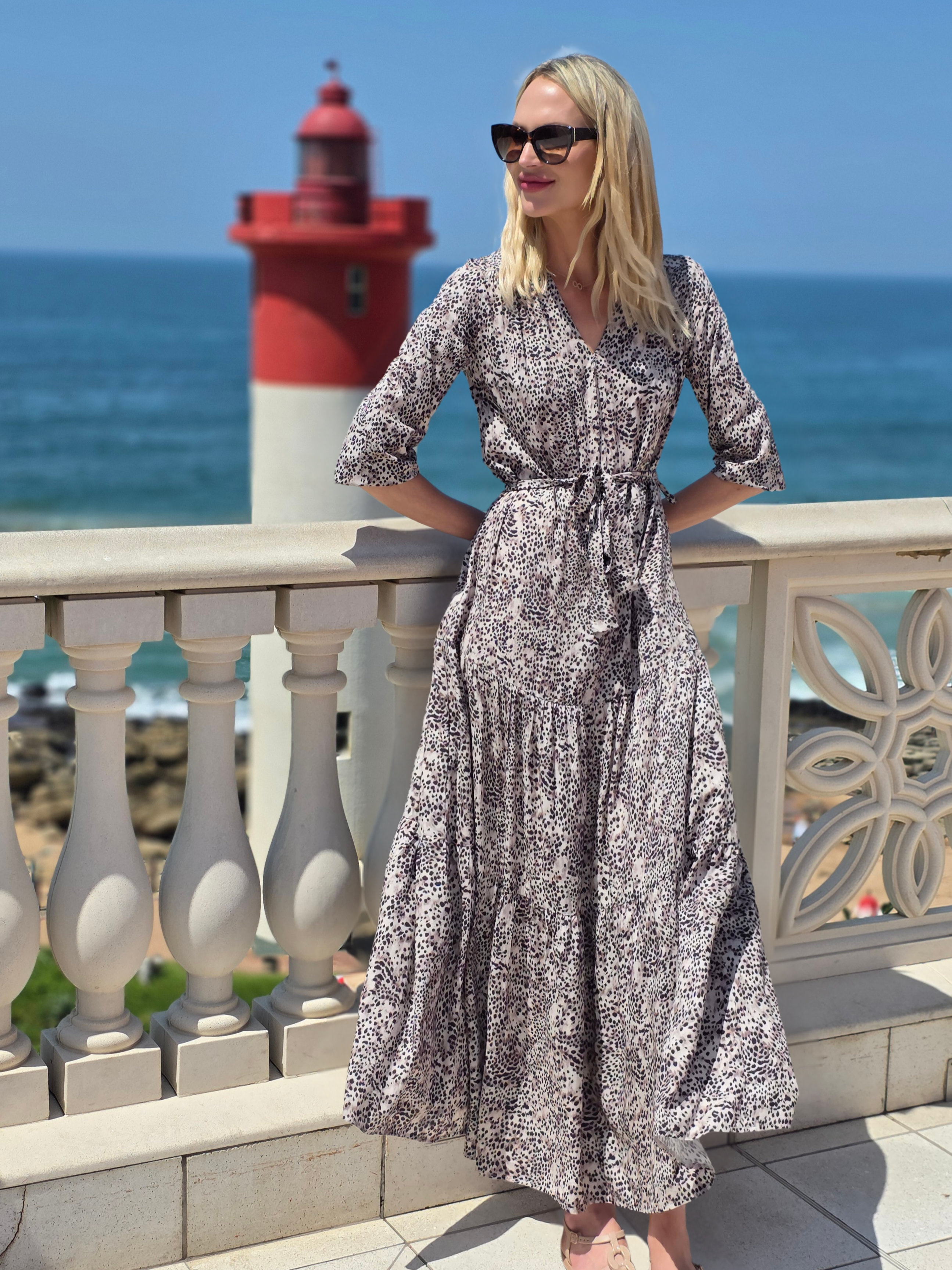 Brae - Thunderstorm: Tiered long sleeve maxi dress