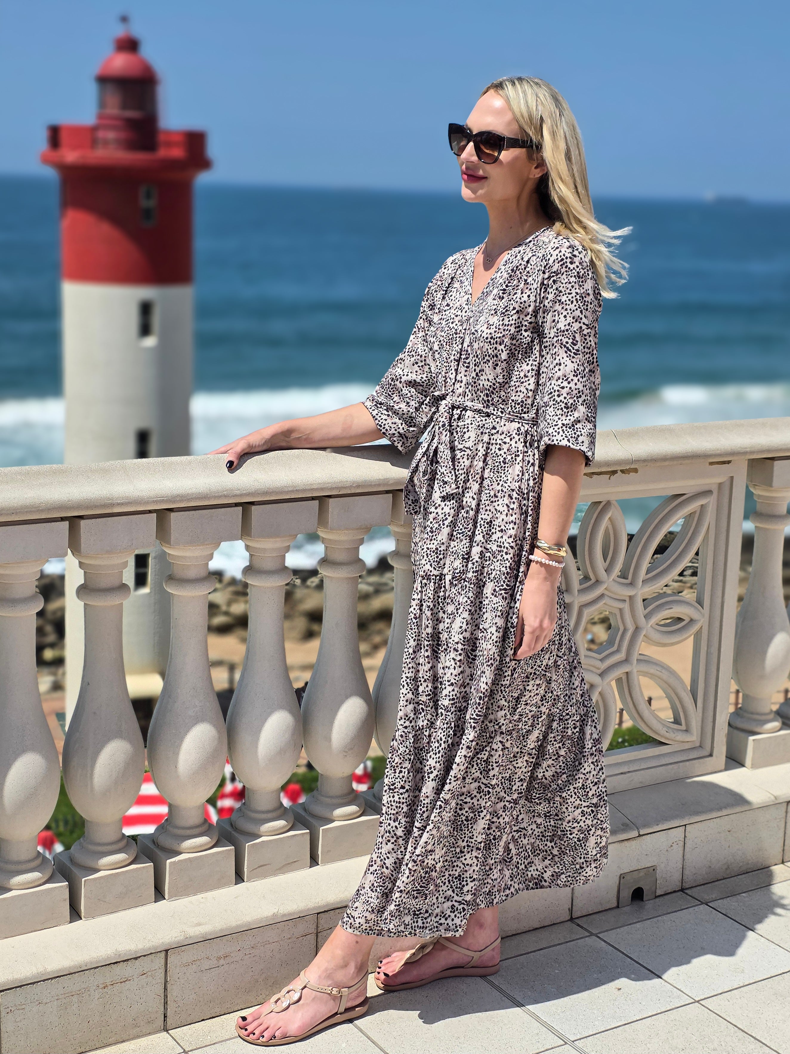 Brae - Thunderstorm: Tiered long sleeve maxi dress