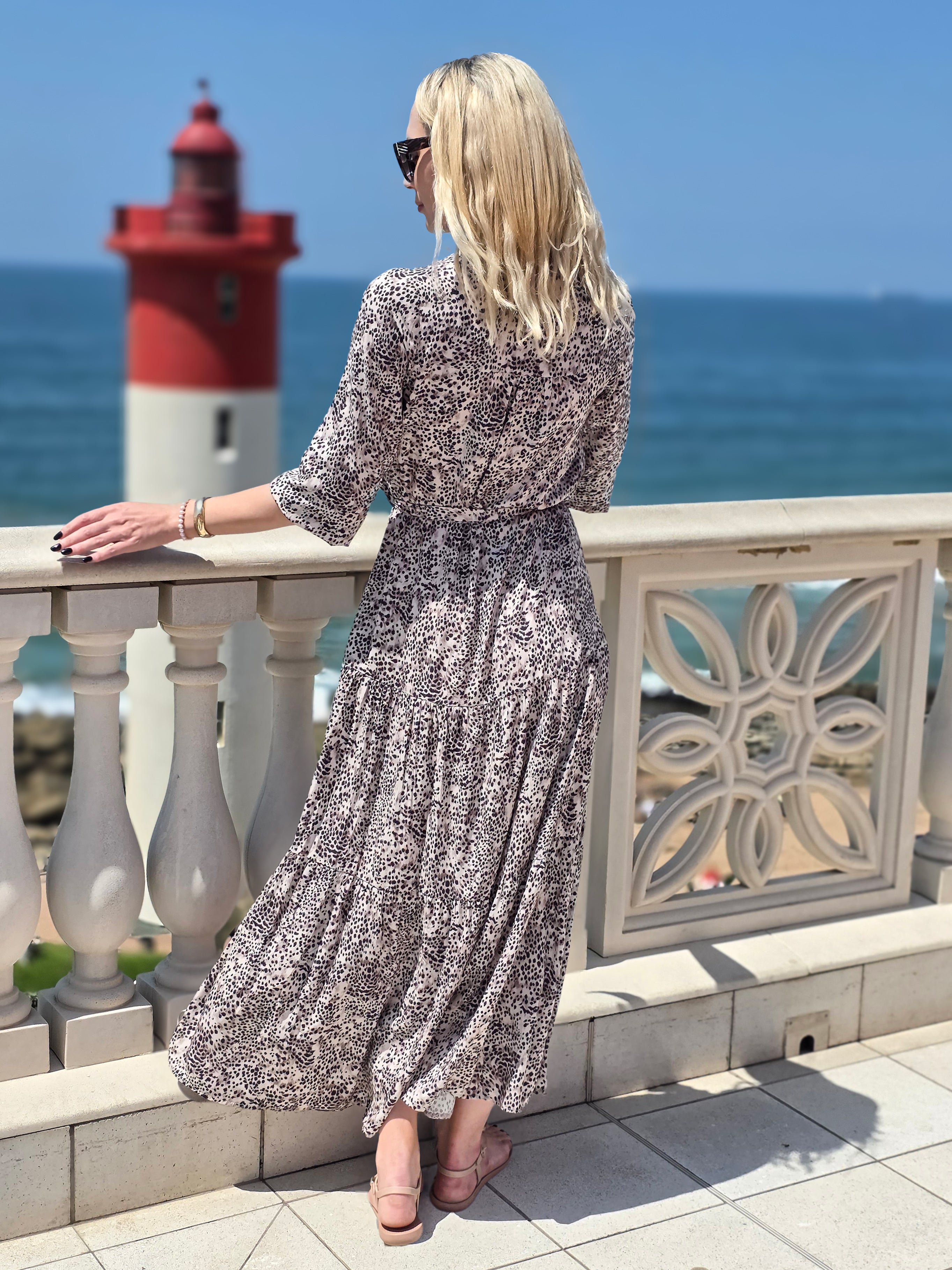 Brae - Thunderstorm: Tiered long sleeve maxi dress