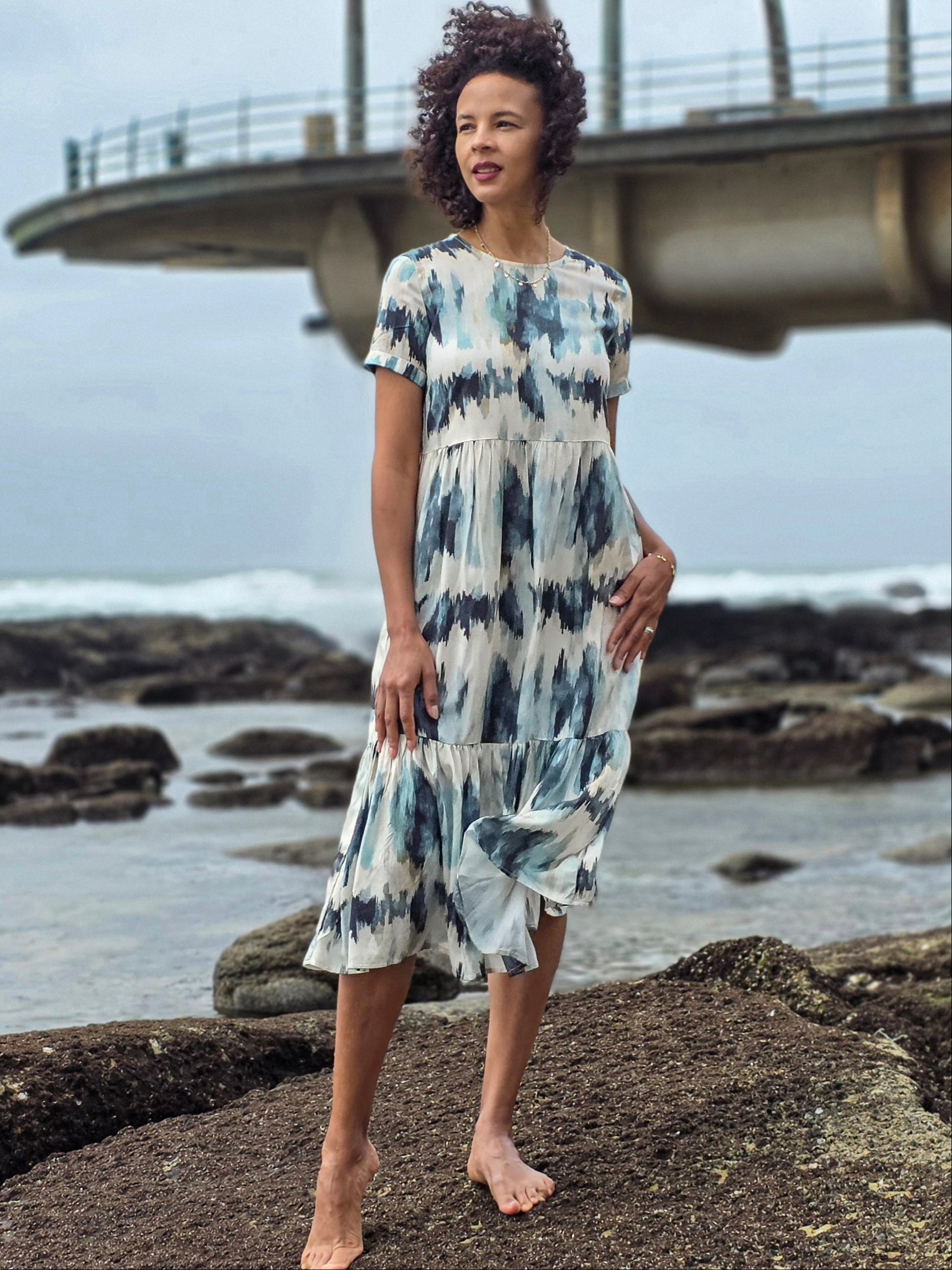 Florence - Ocean Escape: Midi tiered dress