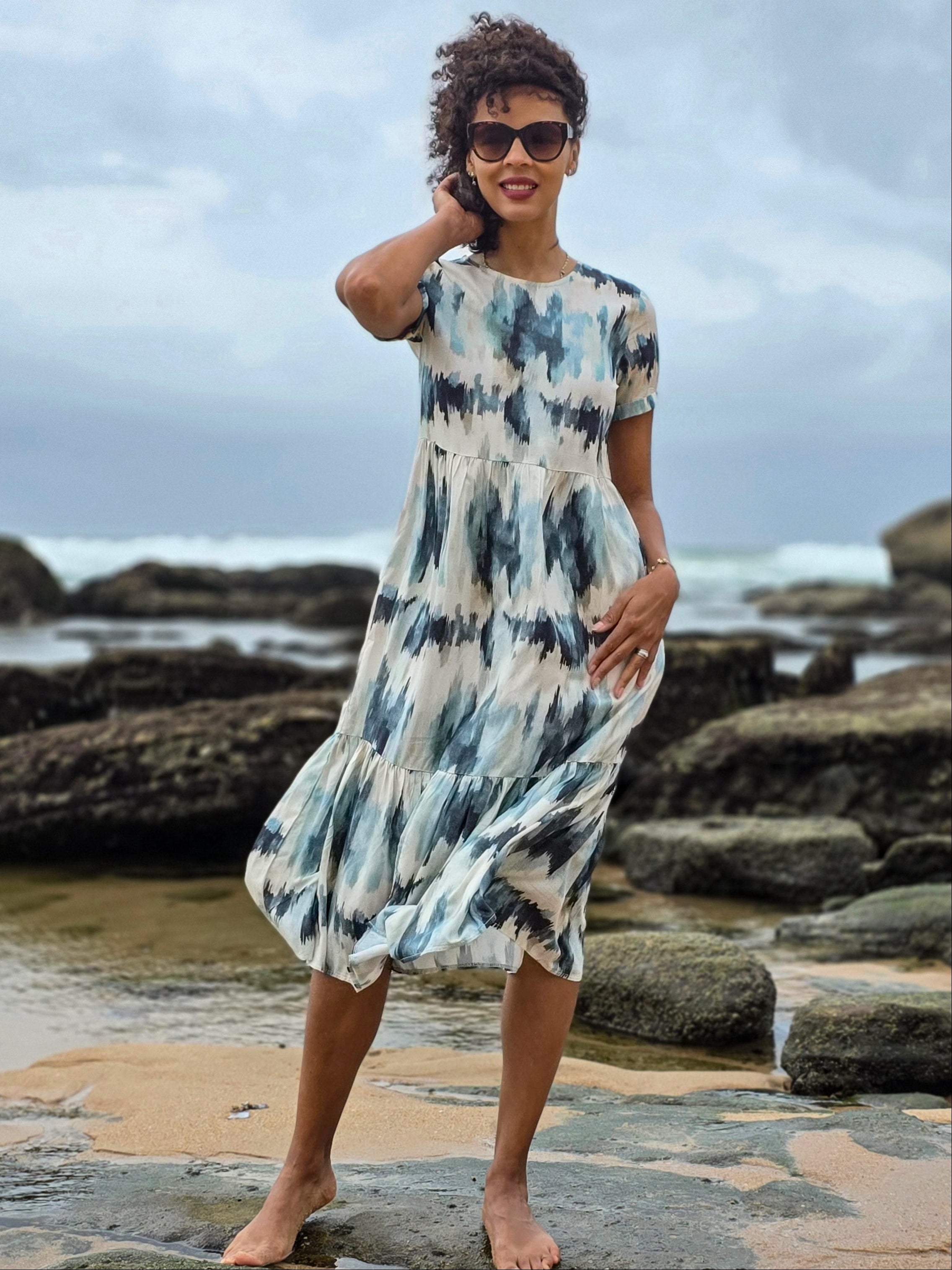 Florence - Ocean Escape: Midi tiered dress
