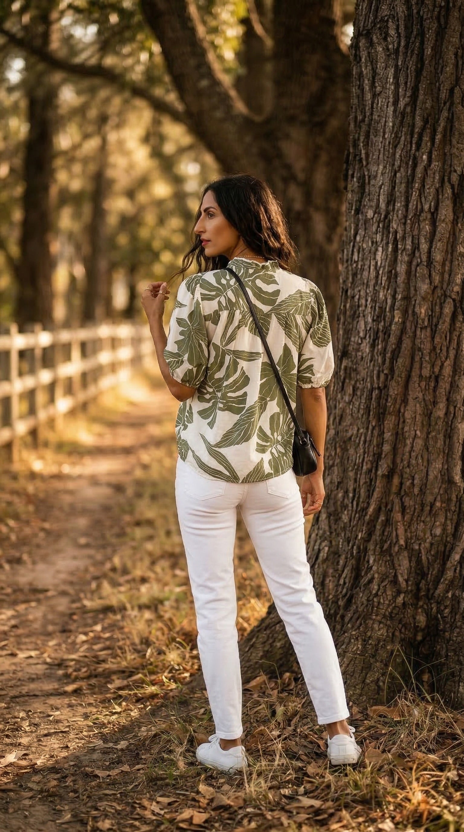 Spritz - Sunwashed Palm: Frill detail blouse