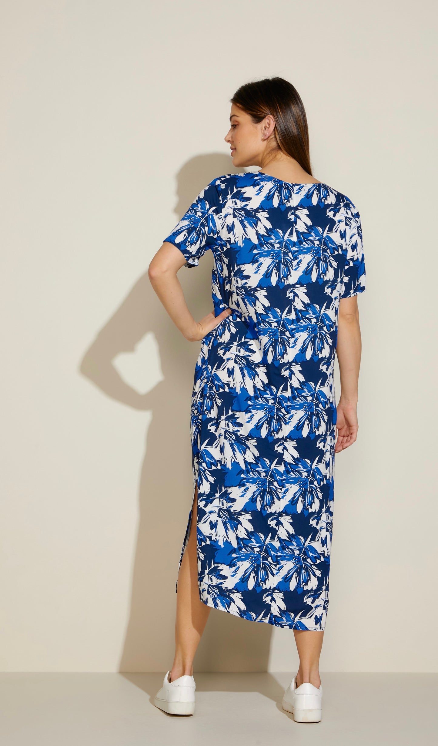 Jayde - Abstract Floral: Shift Dress with front slits