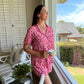 Nikki- Summer Brights: Short Sleeve Sleepwear Set button-up with elasticated shorts.