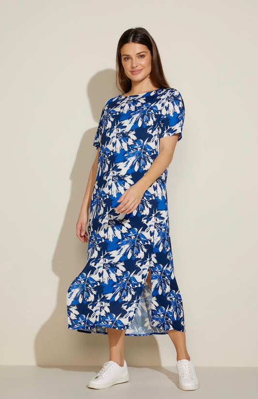 Jayde - Abstract Floral: Shift Dress with front slits