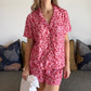 Nikki- Summer Brights: Short Sleeve Sleepwear Set button-up with elasticated shorts.